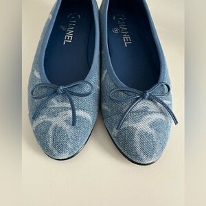 Chanel denim ballerina flats size 36.5